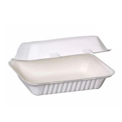 HP10 Bagasse Clamshell Takeaway Food Containers (9x6 inch / 900ml)