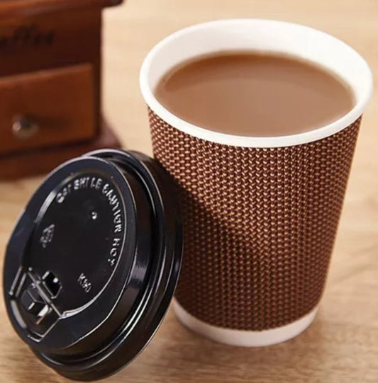Ripple Disposable Brown Coffee Cups 12oz (500 Pack)