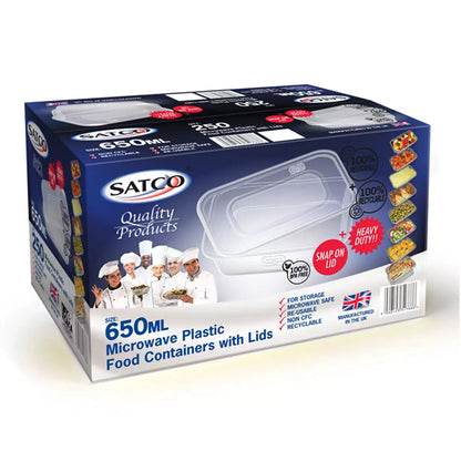 Satco Food Containers 650ml with Lids - Pack Microwave Safe