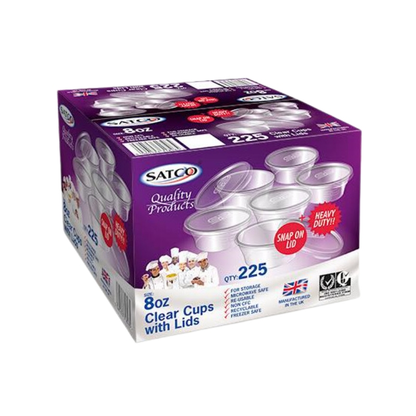 Satco 8oz Round Plastic Takeaway Cups (25-Pack)